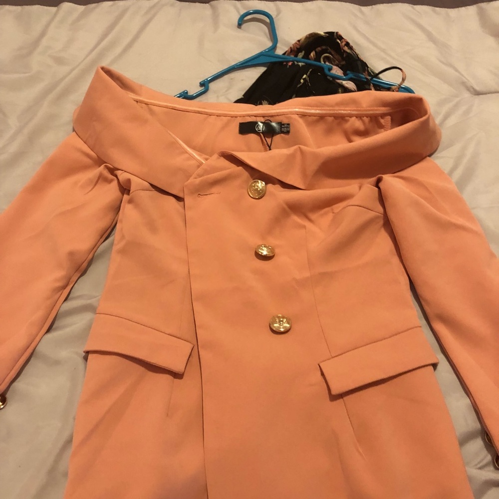 Off the shoulder peach blazer